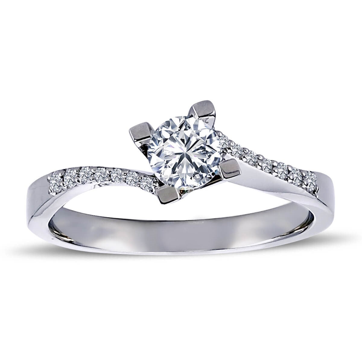 Диамантен пръстен бяло злато 0.34 карата